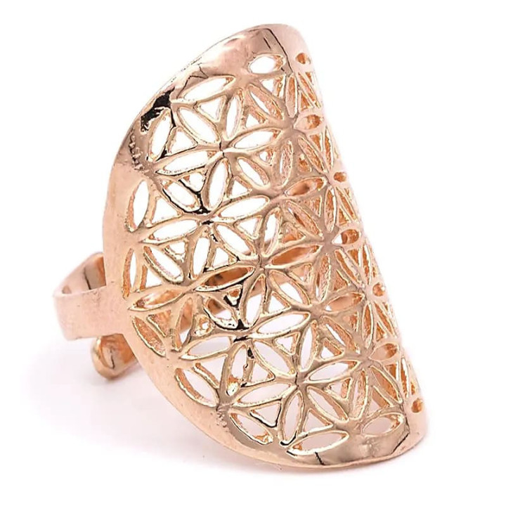 Bague fleur de vie en laiton couleur or rose | Pieralune