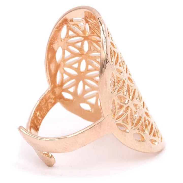Bague fleur de vie en laiton couleur or rose | Pieralune