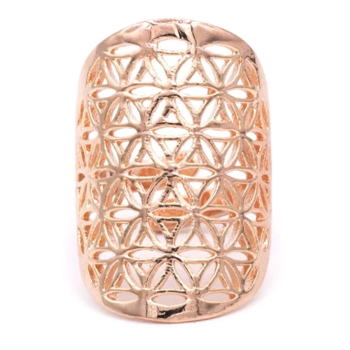 Bague fleur de vie en laiton couleur or rose | Pieralune