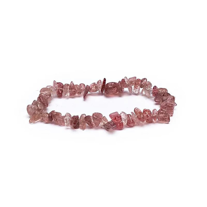 Bracelet Chips de Quartz fraise élastique | Pieralune