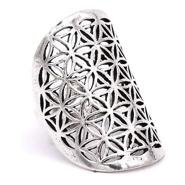 Bague fleur de vie en laiton couleur argent | Pieralune