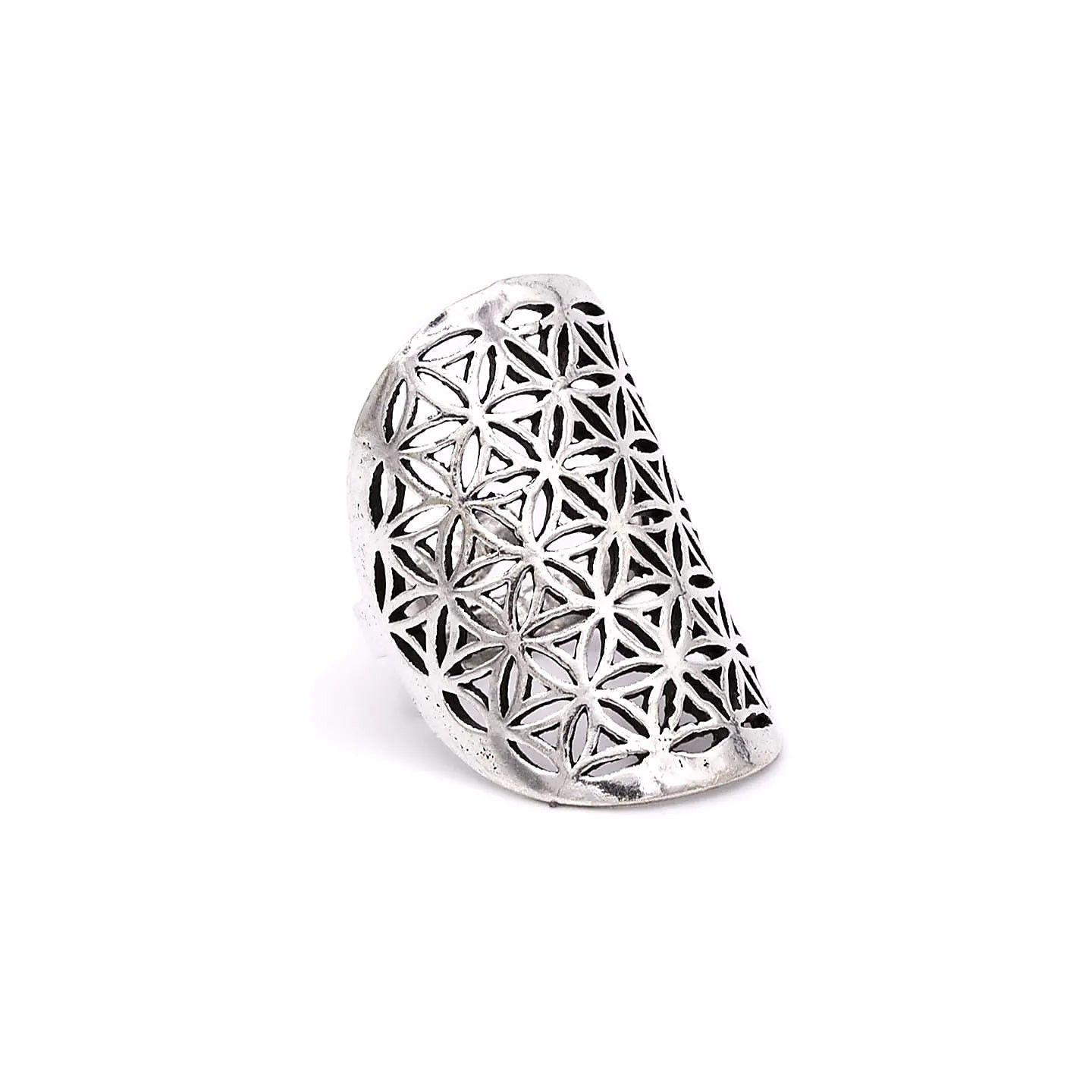 Bague fleur de vie en laiton couleur argent | Pieralune