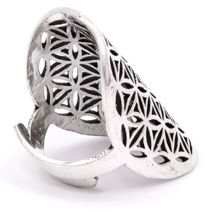 Bague fleur de vie en laiton couleur argent | Pieralune