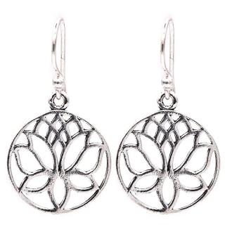 Boucles d'oreilles lotus laiton couleur argent | Pieralune