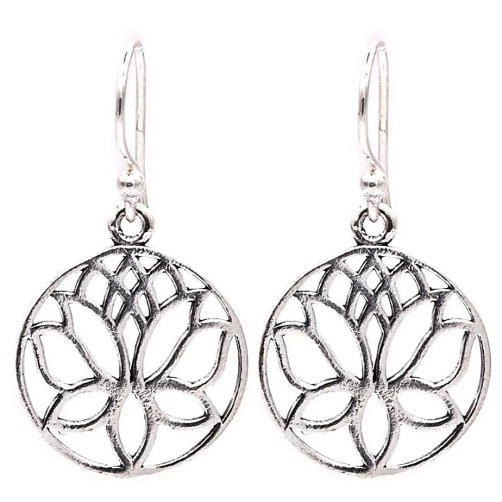 Boucles d'oreilles lotus laiton couleur argent | Pieralune