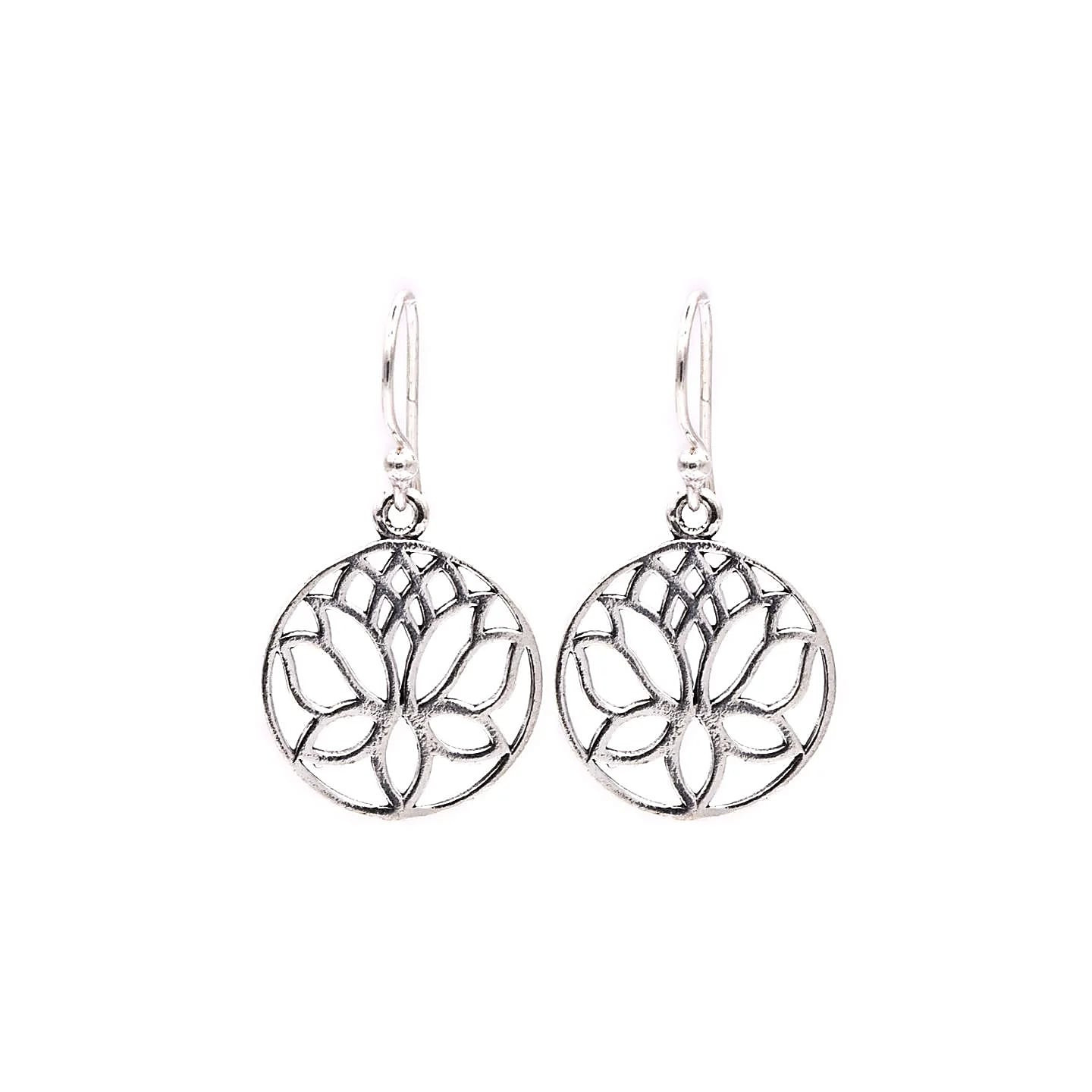 Boucles d'oreilles lotus laiton couleur argent | Pieralune