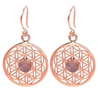 Boucles d'oreilles fleur de vie avec du Quarz rose | Pieralune