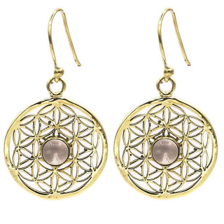 Boucles d'oreilles fleur de vie avec cristal de roche | Pieralune