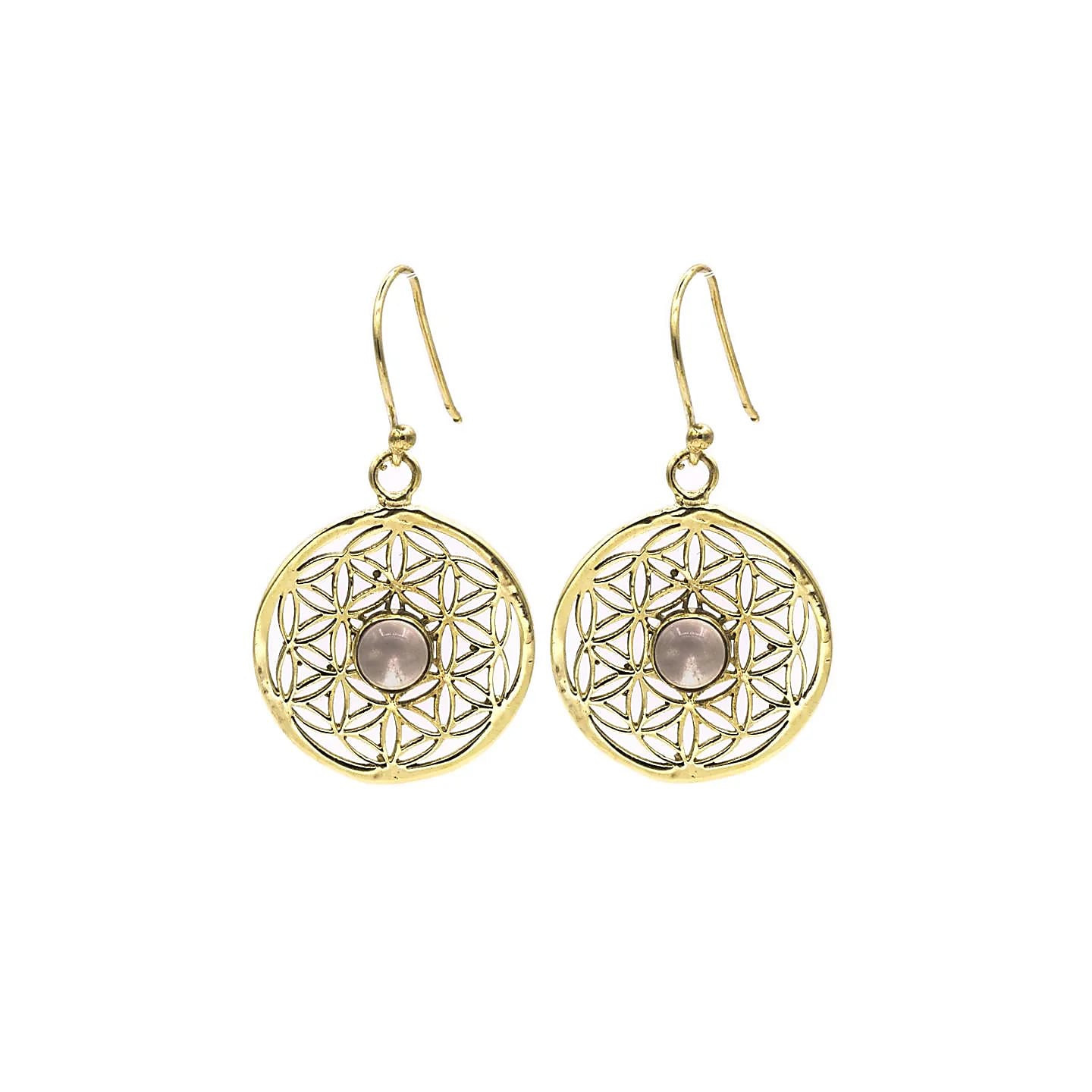 Boucles d'oreilles fleur de vie avec cristal de roche | Pieralune