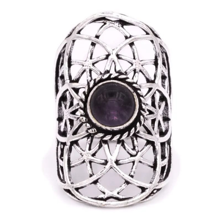 Bague graine de vie couleur argent améthyste | Pieralune