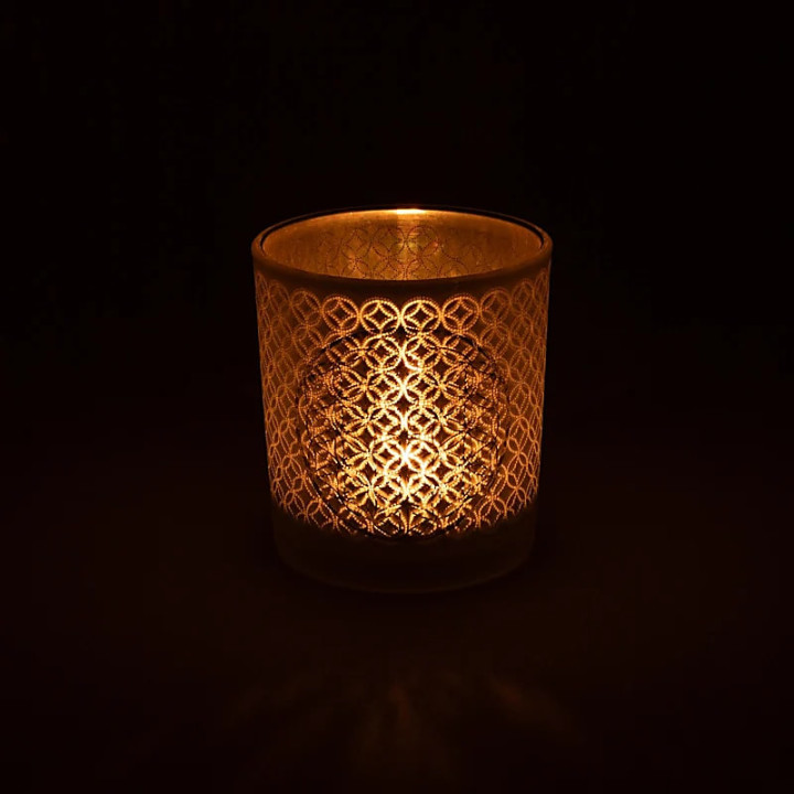 Photophore givré/métallique Fleur de Vie | Pieralune