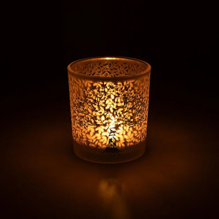 Photophore givré/métallique Arbre de Vie | Pieralune