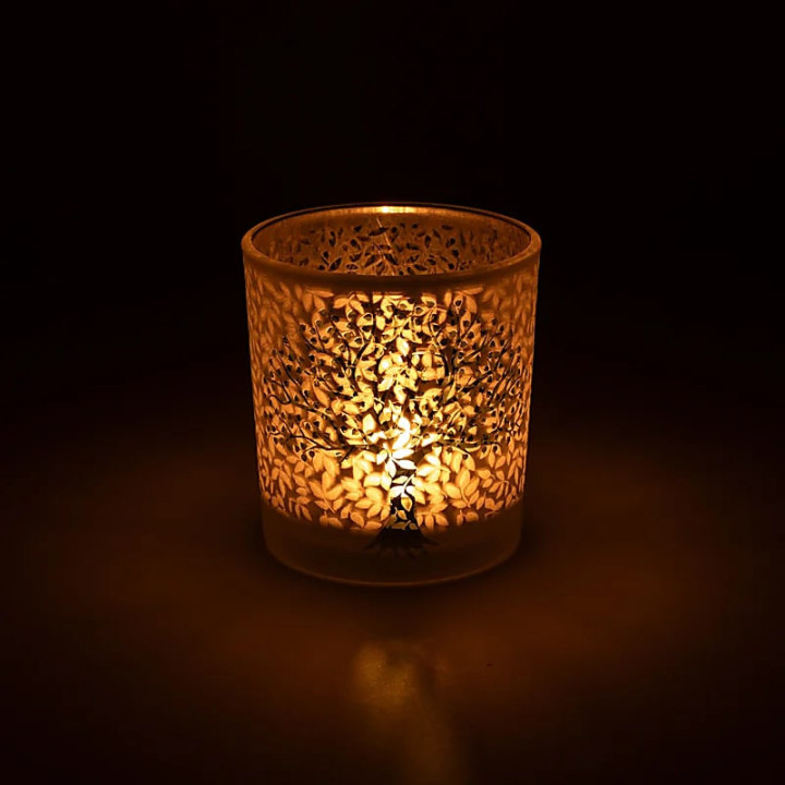 Photophore givré/métallique Arbre de Vie | Pieralune