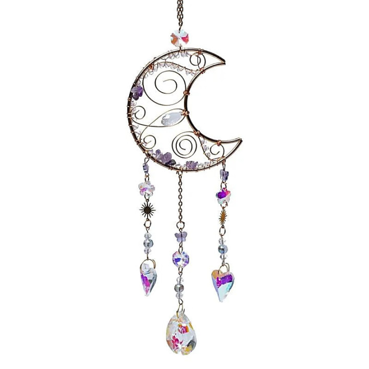 Attrape-soleil croissant de lune avec améthyste | Pieralune