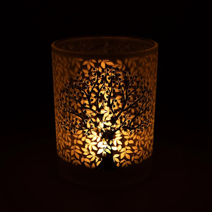 Photophore givré/métallique Arbre de Vie | Pieralune