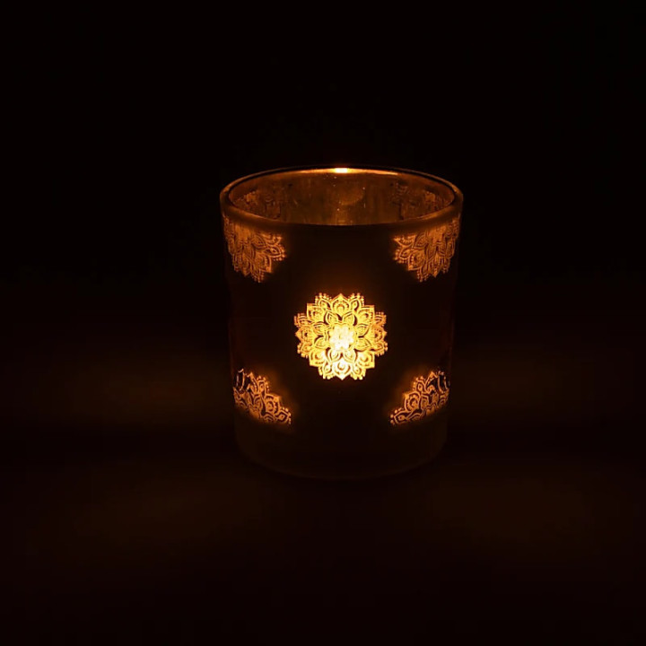 Photophore givré/métallique Bouddha | Pieralune