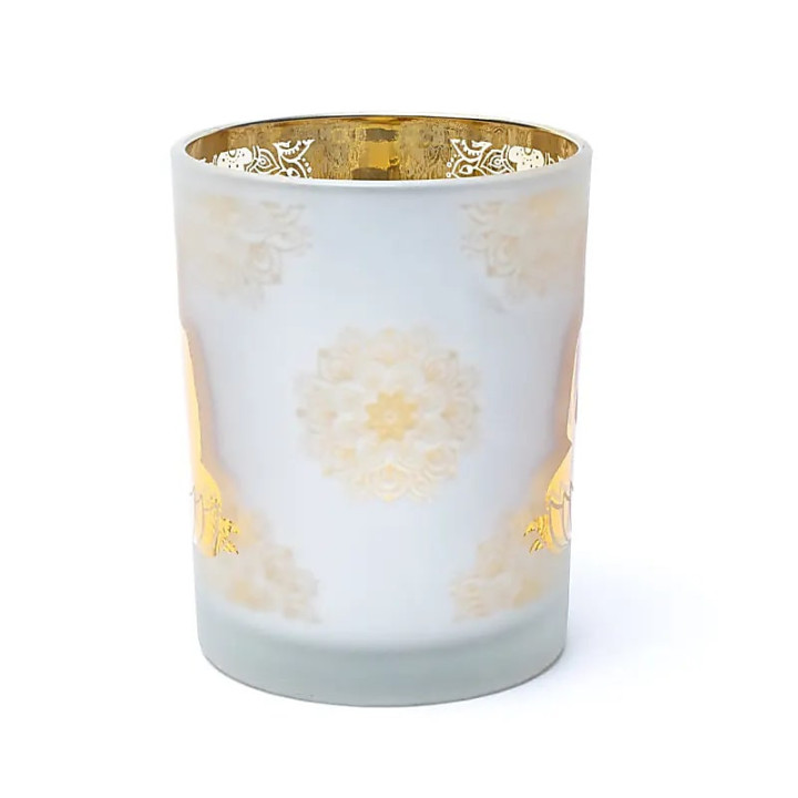 Photophore givré/métallique Bouddha | Pieralune