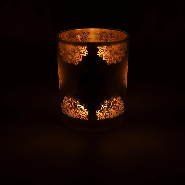 Photophore givré/métallique Bouddha | Pieralune