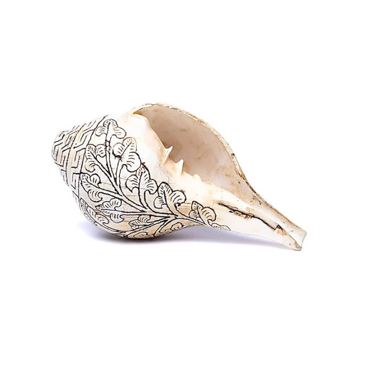 Conque tibétaine de Pudja gravé d'un double Dorje | Pieralune