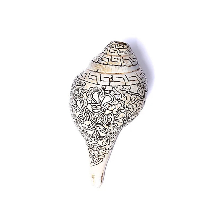 Conque tibétaine de Pudja gravé d'un double Dorje | Pieralune