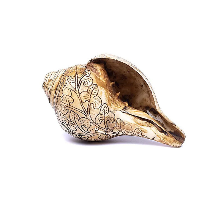 Conque tibétaine trompette rituelle gravé OMPH | Pieralune