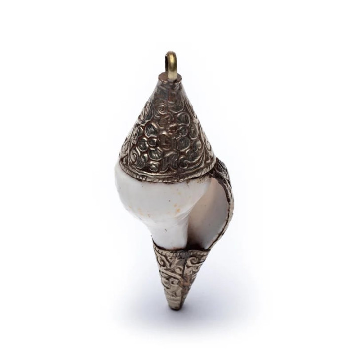 Pendentif rituel en coquillage avec metal blanc | Pieralune