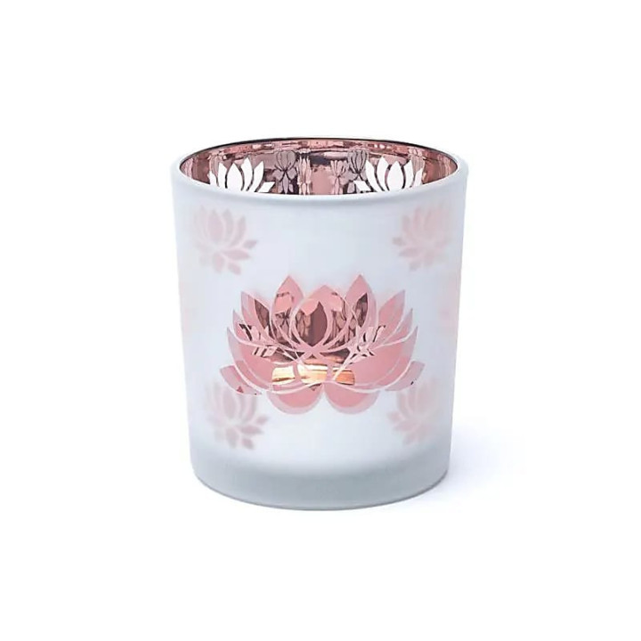 Candle light holder frosted/metallic Lotus | Pieralune
