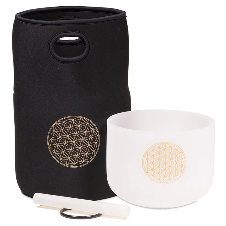 Bol chantant cristal note FA Fleur de vie + housse | Pieralune