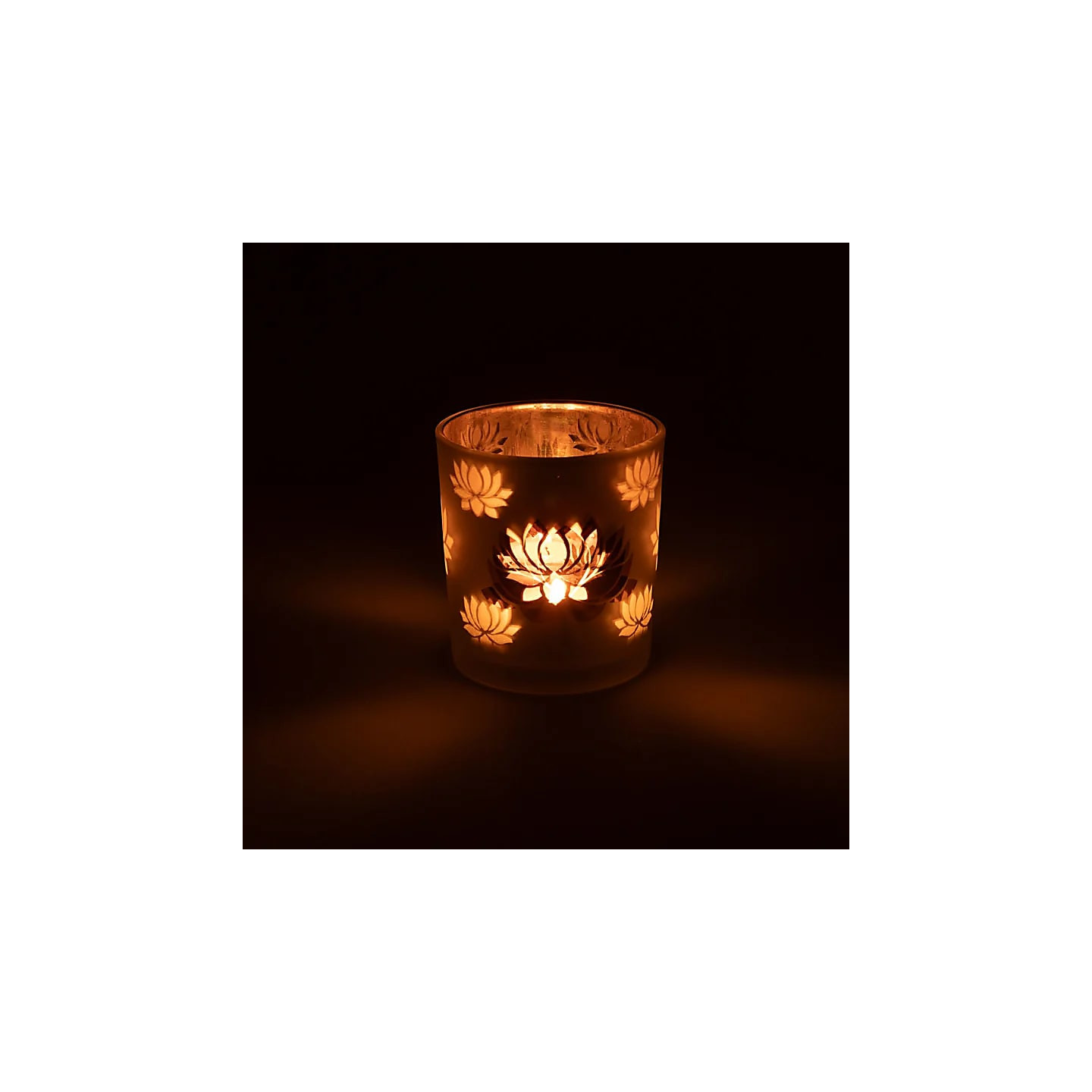 Candle light holder frosted/metallic Lotus | Pieralune