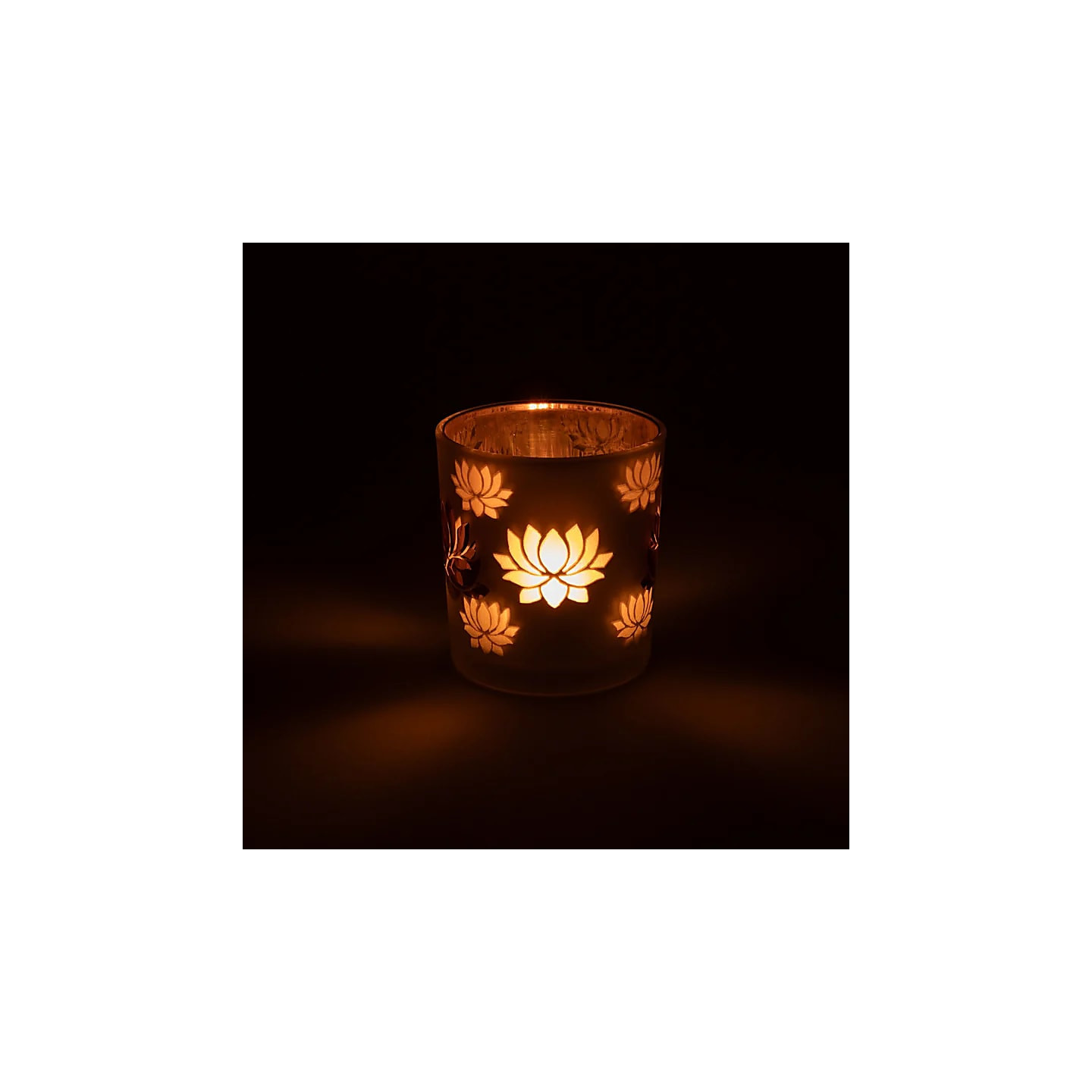 Candle light holder frosted/metallic Lotus | Pieralune