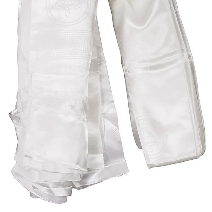 Kathag tibétaine blanche avec 8 signes auspicieux | Pieralune