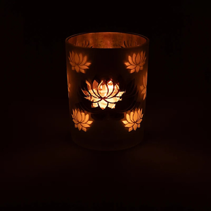 Photophore givré/métallique Lotus | Pieralune