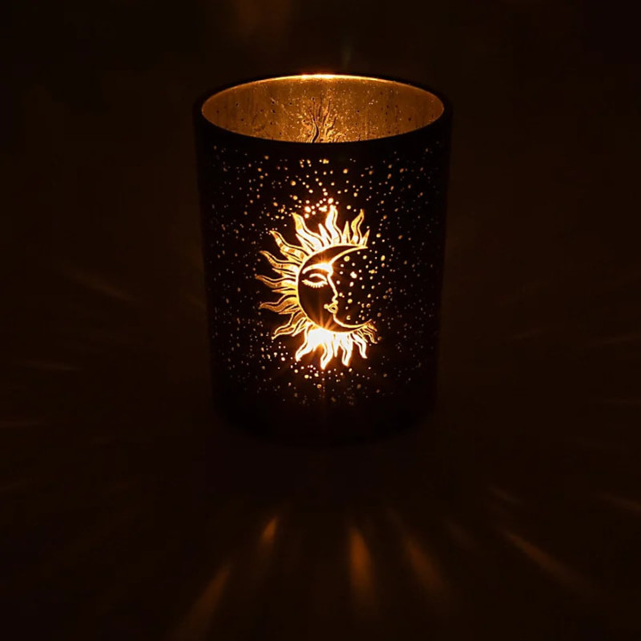 Bougeoir lune et soleil endormis | Pieralune