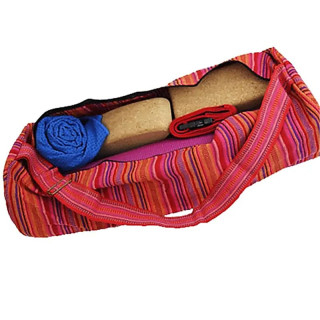 Sac de yoga coton rose rayé | Pieralune