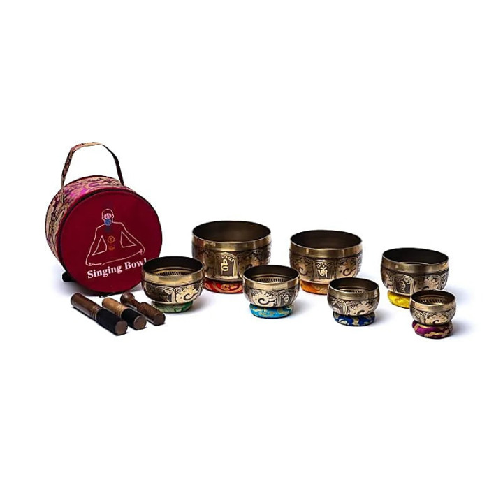 Set de bols chantants chakra les yeux de Bouddha avec h... | Pieralune