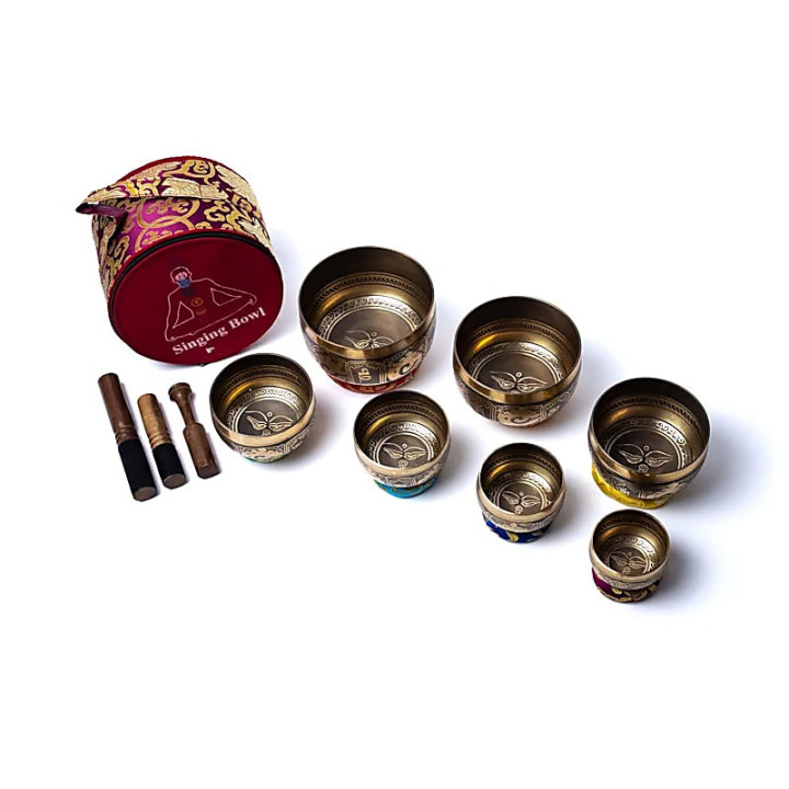 Set de bols chantants chakra les yeux de Bouddha avec h... | Pieralune