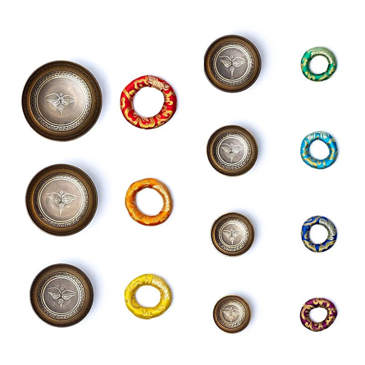 Set de bols chantants chakra les yeux de Bouddha avec h... | Pieralune