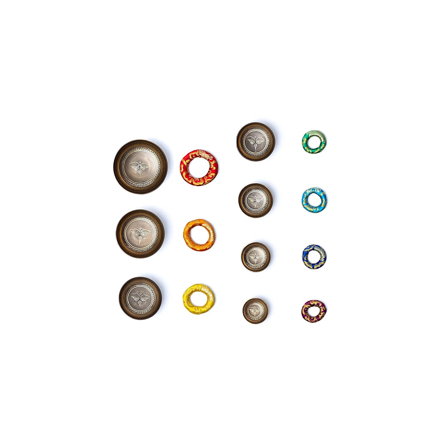 Set de bols chantants chakra les yeux de Bouddha avec h... | Pieralune