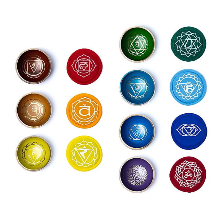 Set de bols chantants chakras colorés avec housse | Pieralune
