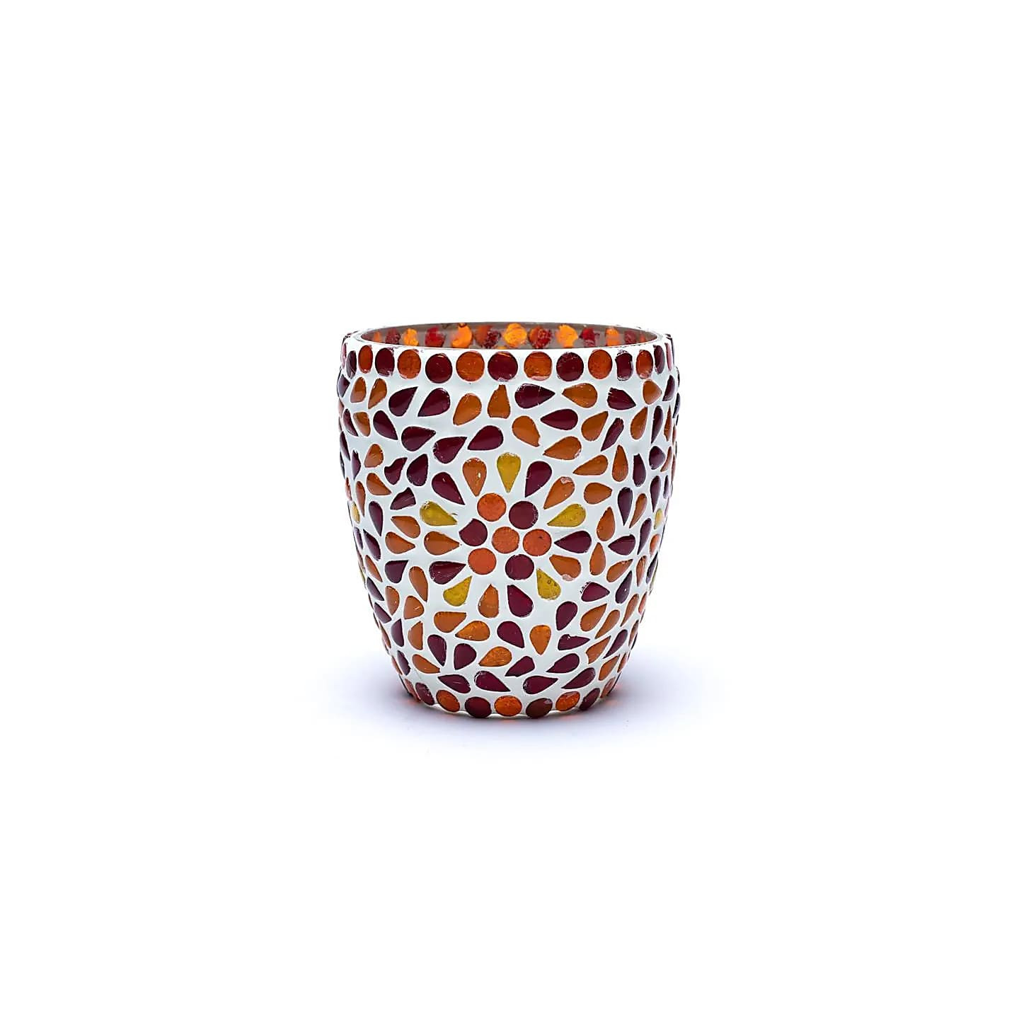 Photophore mosaïque rouge/jaune | Pieralune