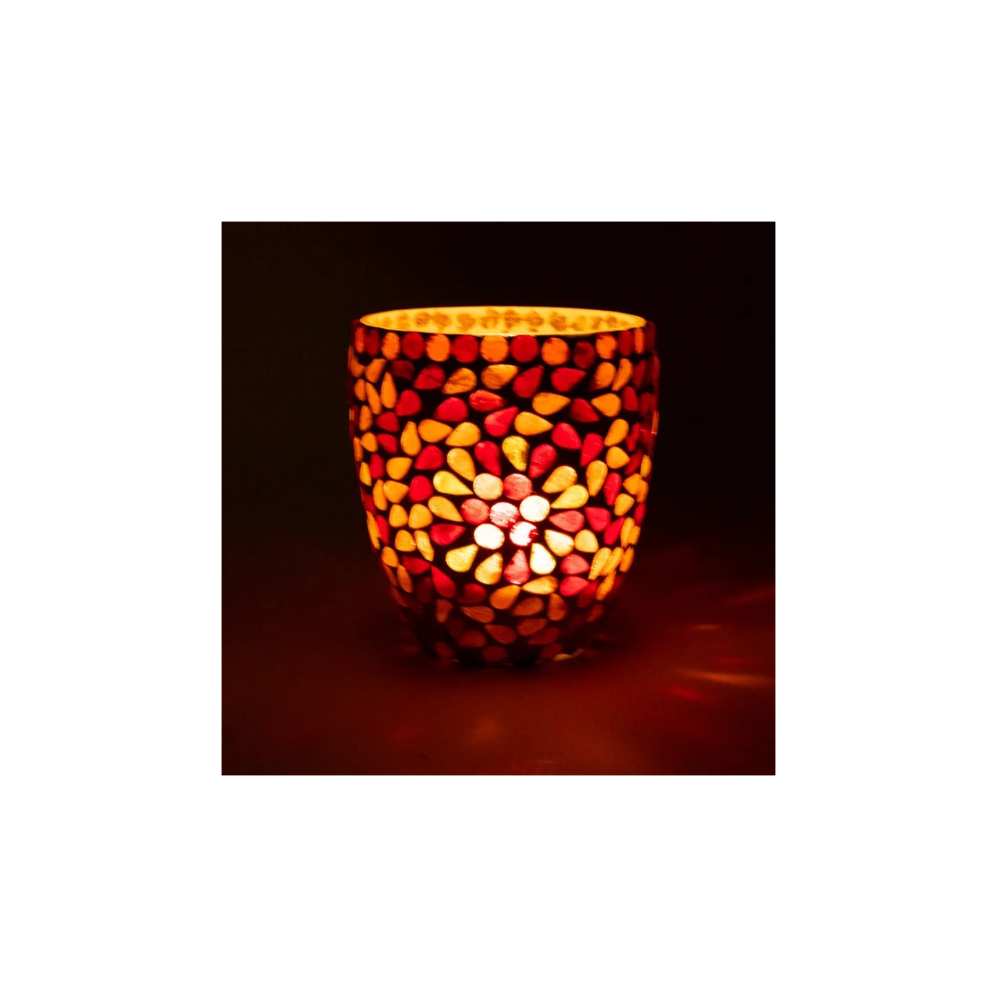 Photophore mosaïque rouge/jaune | Pieralune