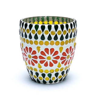 Photophore mosaïque vert/jaune | Pieralune