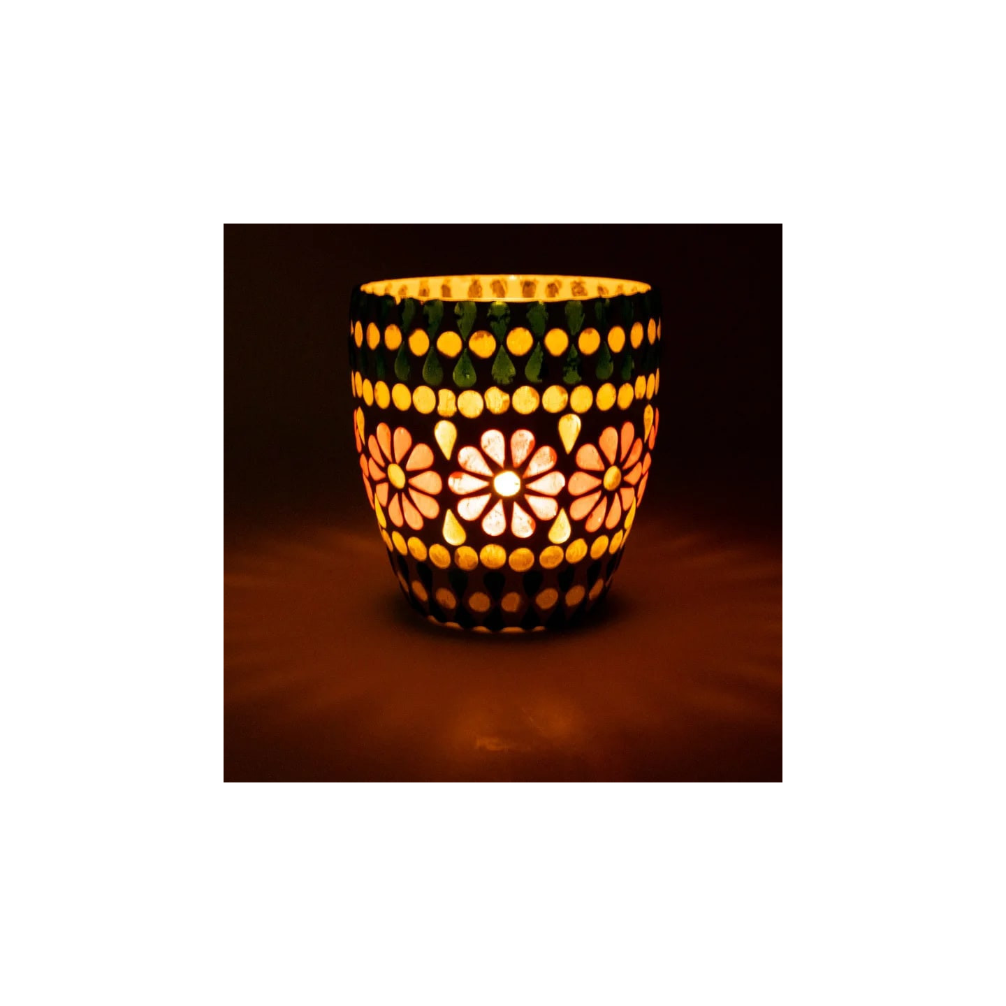 Photophore mosaïque vert/jaune | Pieralune