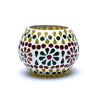 Photophore fleurs en mosaïque | Pieralune