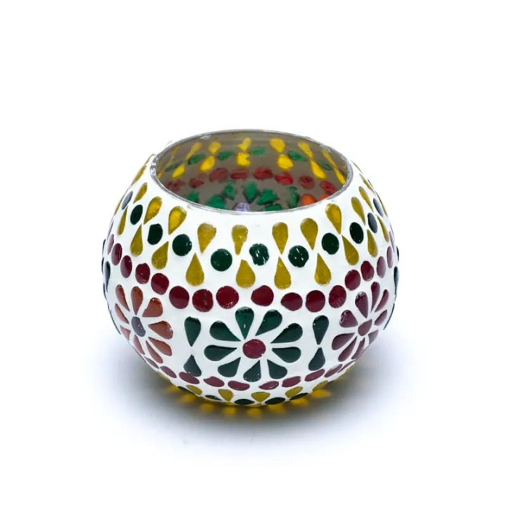 Photophore fleurs en mosaïque | Pieralune