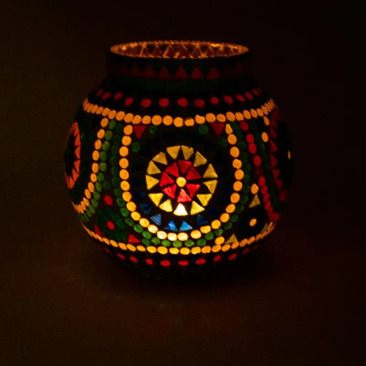 Photophore mosaïque multicolore | Pieralune