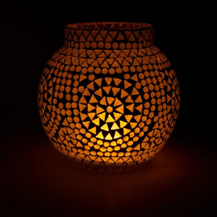 Photophore mosaïque blanc | Pieralune