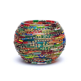 Photophore mosaïque rayures colorées | Pieralune