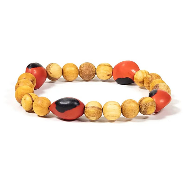 Bracelet Palo Santo avec 4 perles Huayruro | Pieralune