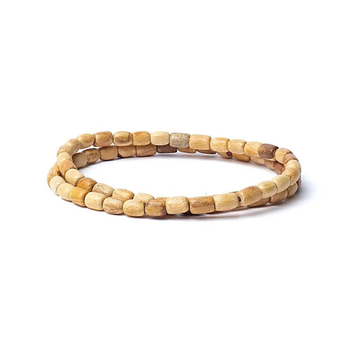 Collier Palo Santo élastique perles cylindriques | Pieralune